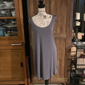 Classic Scoop Neck Sleeveless Swing Dress - Slate Gray